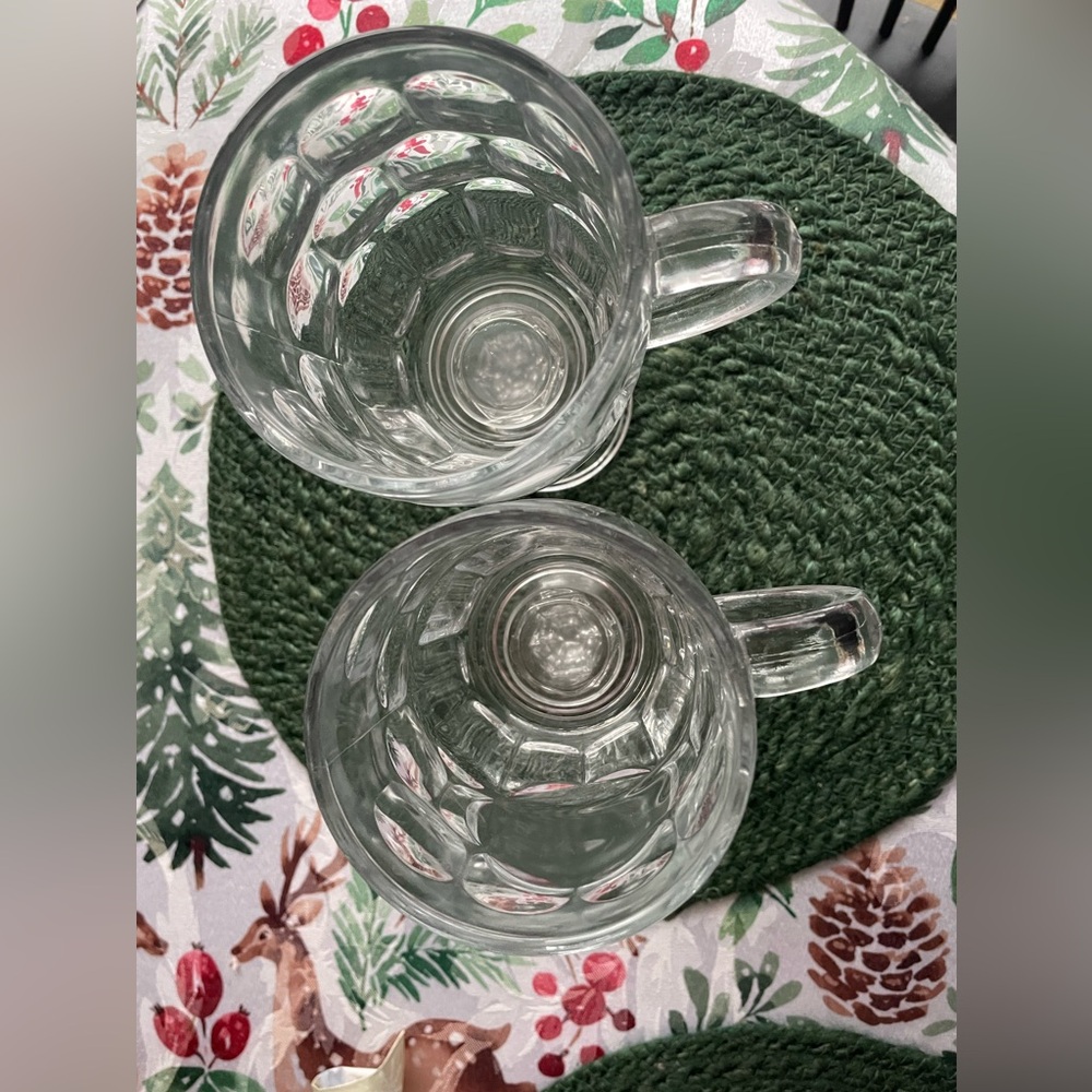 EUC 2 DIMPLED BEER MUGS/WINE GLASSES ON STEMS. - Picture 3 of 5